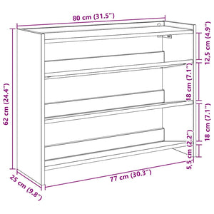 Ράφι παπουτσιών  Παλιό ξύλο 80x25x62 cm Κατασκευασμένο ξύλο - Pakobazaar