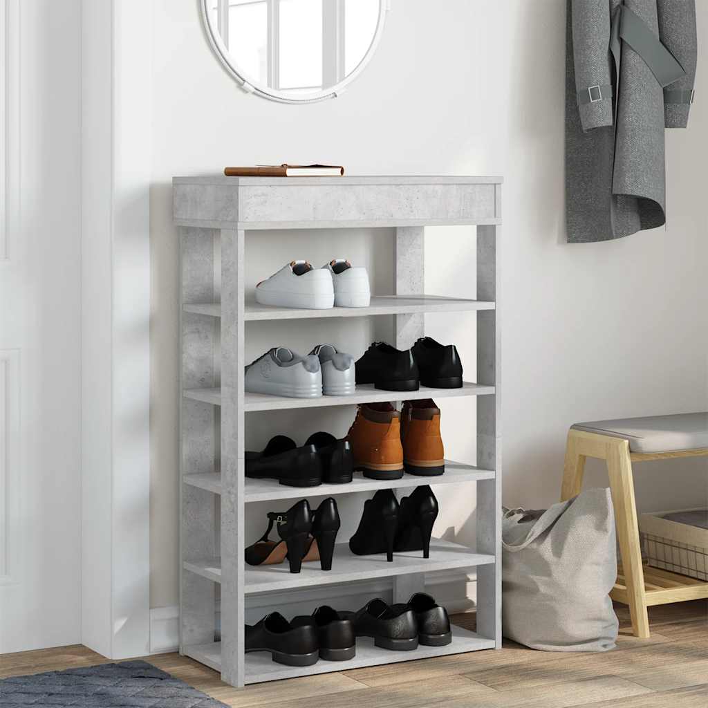 Ράφι παπουτσιών  Γκρι μπετόν 60x30x98 cm Κατασκευασμένο ξύλο