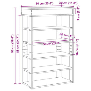 Ράφι παπουτσιών  Παλιό ξύλο 60x30x98 cm Κατασκευασμένο ξύλο - Pakobazaar