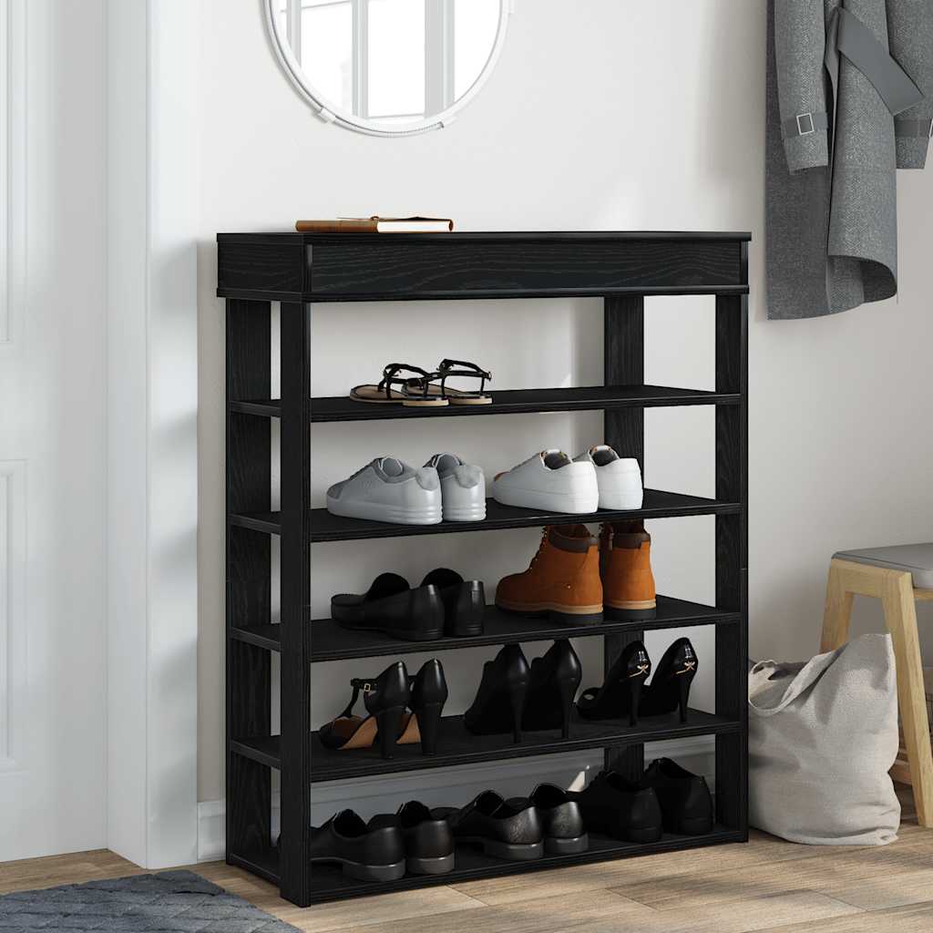 Ράφι παπουτσιών  Μαύρο 80x30x98 cm Κατασκευασμένο ξύλο