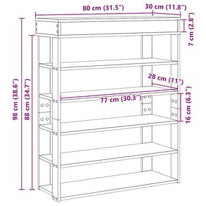 Ράφι παπουτσιών  Γκρι Sonoma 80x30x98 cm Κατασκευασμένο ξύλο