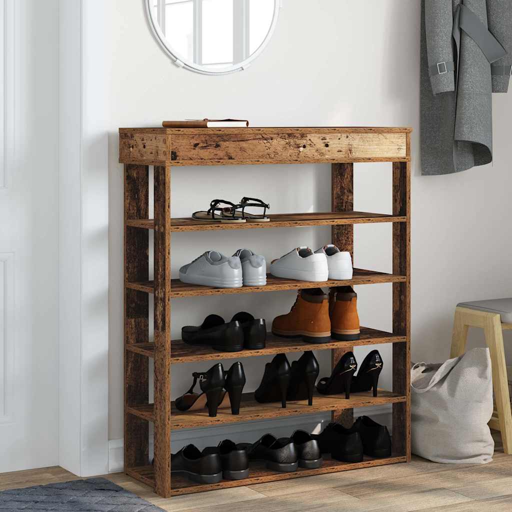 Ράφι παπουτσιών  Παλιό ξύλο 80x30x98 cm Κατασκευασμένο ξύλο