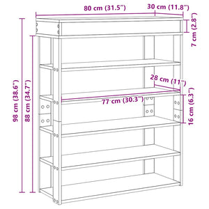 Ράφι παπουτσιών  Παλιό ξύλο 80x30x98 cm Κατασκευασμένο ξύλο