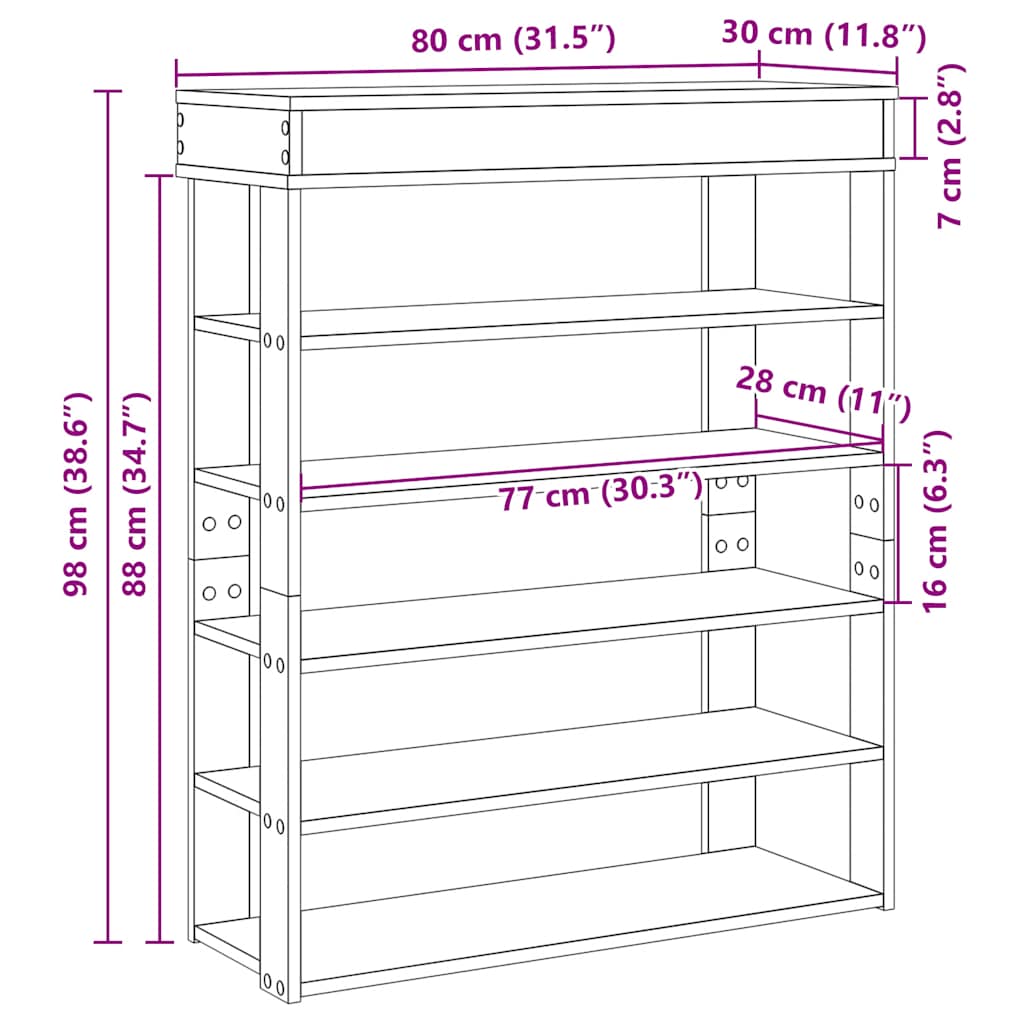 Ράφι παπουτσιών  Artisan Oak 80x30x98 cm Κατασκευασμένο ξύλο