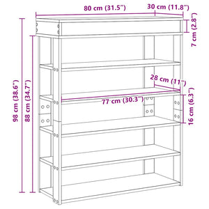 Ράφι παπουτσιών  Artisan Oak 80x30x98 cm Κατασκευασμένο ξύλο