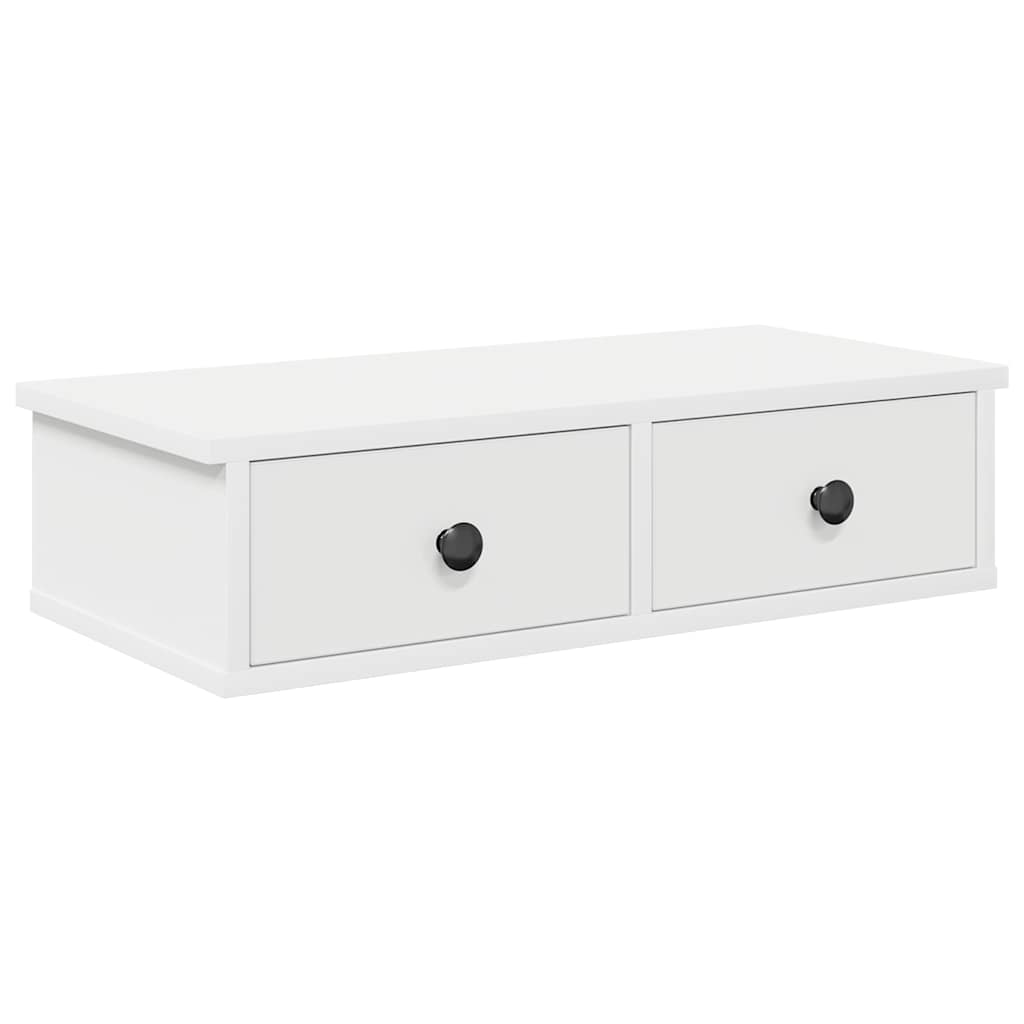 Ράφι τοίχου με συρτάρια Λευκό 60x28x15 cm Κατασκευασμένο ξύλο