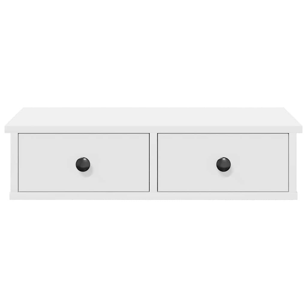 Ράφι τοίχου με συρτάρια Λευκό 60x28x15 cm Κατασκευασμένο ξύλο