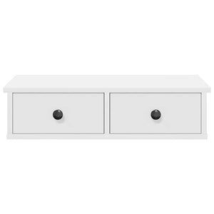 Ράφι τοίχου με συρτάρια Λευκό 60x28x15 cm Κατασκευασμένο ξύλο