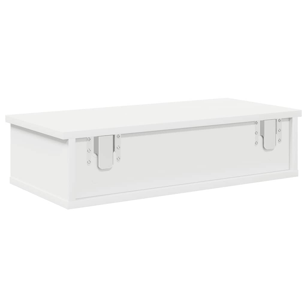 Ράφι τοίχου με συρτάρια Λευκό 60x28x15 cm Κατασκευασμένο ξύλο