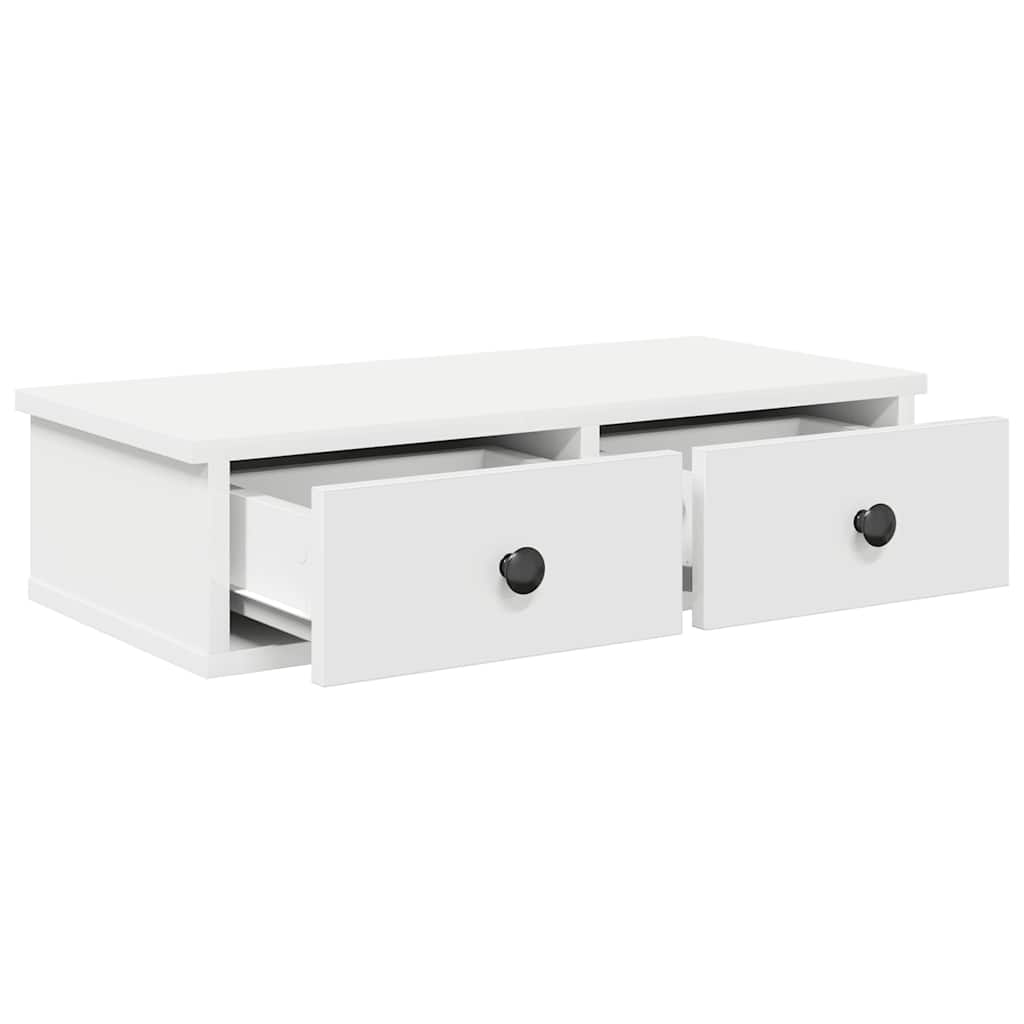 Ράφι τοίχου με συρτάρια Λευκό 60x28x15 cm Κατασκευασμένο ξύλο