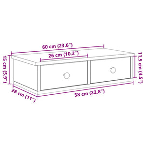 Ράφι τοίχου με συρτάρια Λευκό 60x28x15 cm Κατασκευασμένο ξύλο