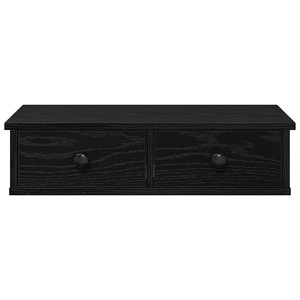 Ράφι τοίχου με συρτάρια Μαύρο 60x28x15 cm Κατασκευασμένο ξύλο