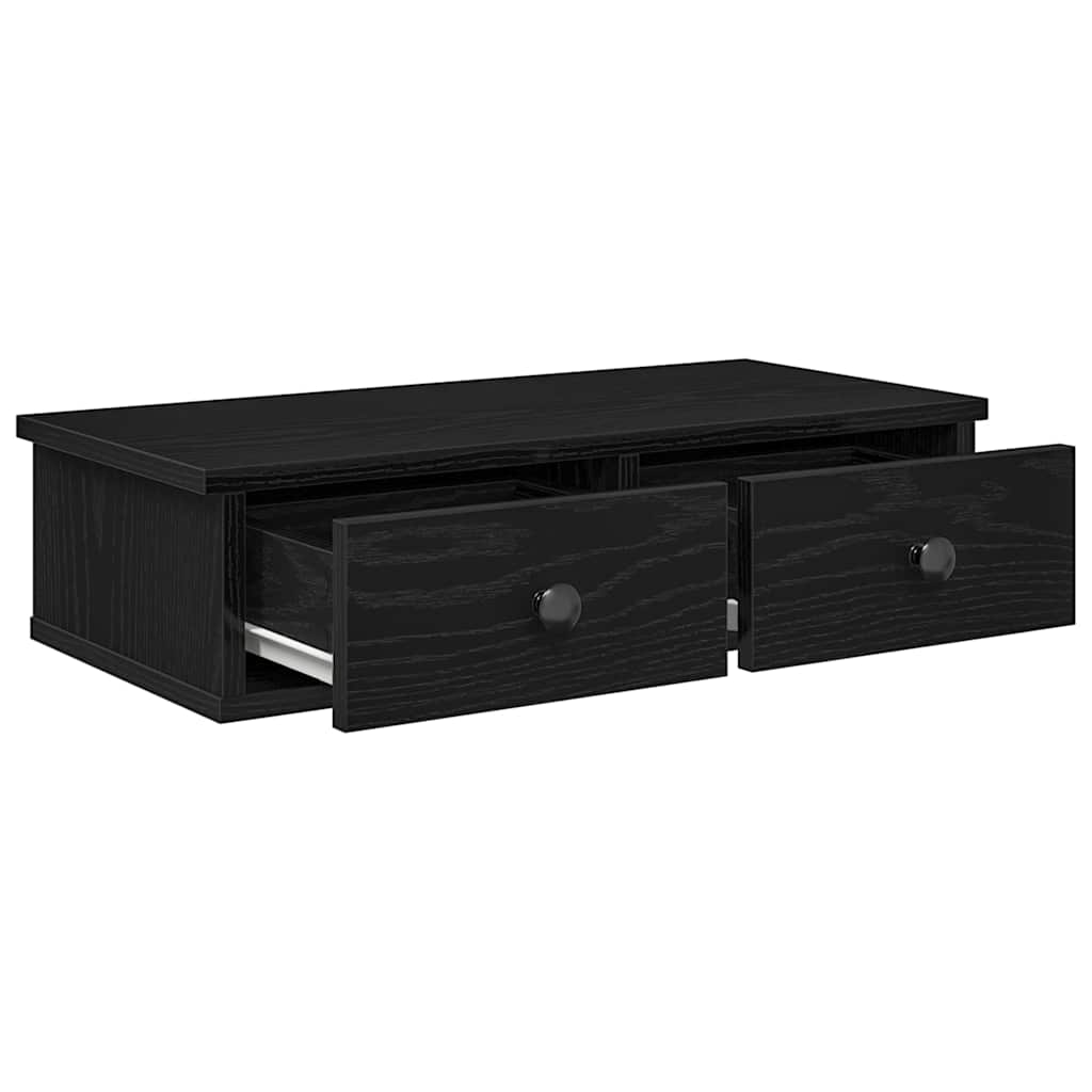 Ράφι τοίχου με συρτάρια Μαύρο 60x28x15 cm Κατασκευασμένο ξύλο