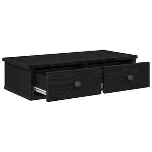 Ράφι τοίχου με συρτάρια Μαύρο 60x28x15 cm Κατασκευασμένο ξύλο