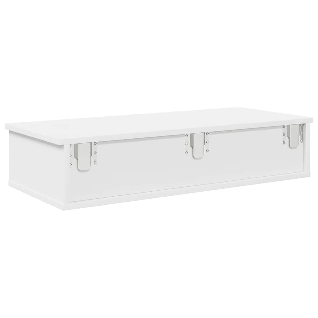 Ράφι τοίχου με συρτάρια Λευκό 80x34x17 cm Κατασκευασμένο ξύλο - Pakobazaar