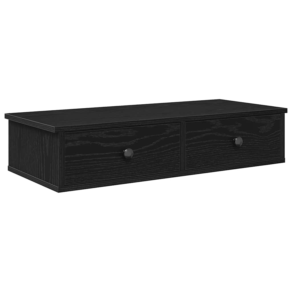 Ράφι τοίχου με συρτάρια Μαύρο 80x34x17 cm Κατασκευασμένο ξύλο - Pakobazaar