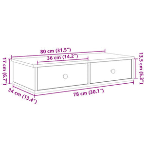 Ράφι τοίχου με συρτάρια Μαύρο 80x34x17 cm Κατασκευασμένο ξύλο - Pakobazaar