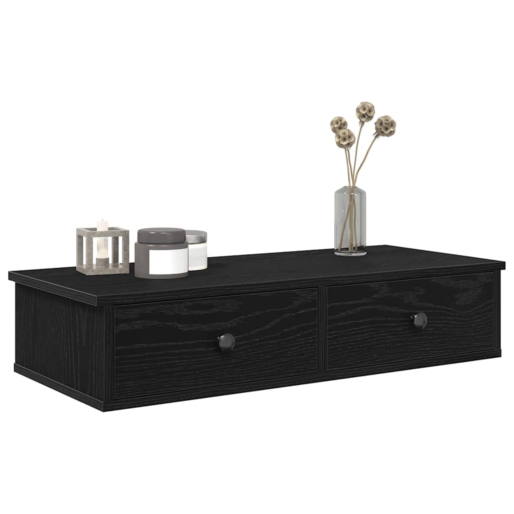 Ράφι τοίχου με συρτάρια Μαύρο 80x34x17 cm Κατασκευασμένο ξύλο - Pakobazaar
