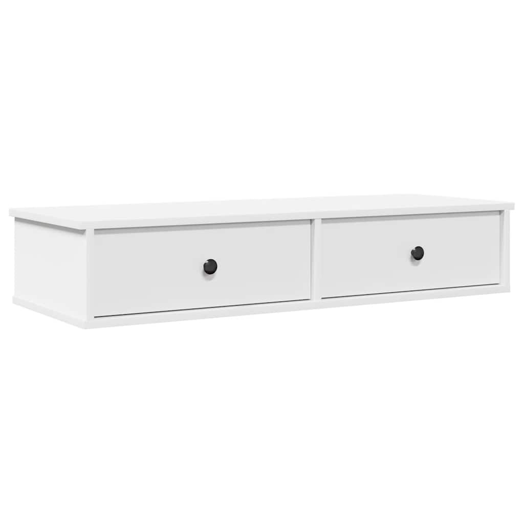 Ράφι τοίχου με συρτάρια Λευκό 100x37,5x19 cm Ξύλινη κατασκευή
