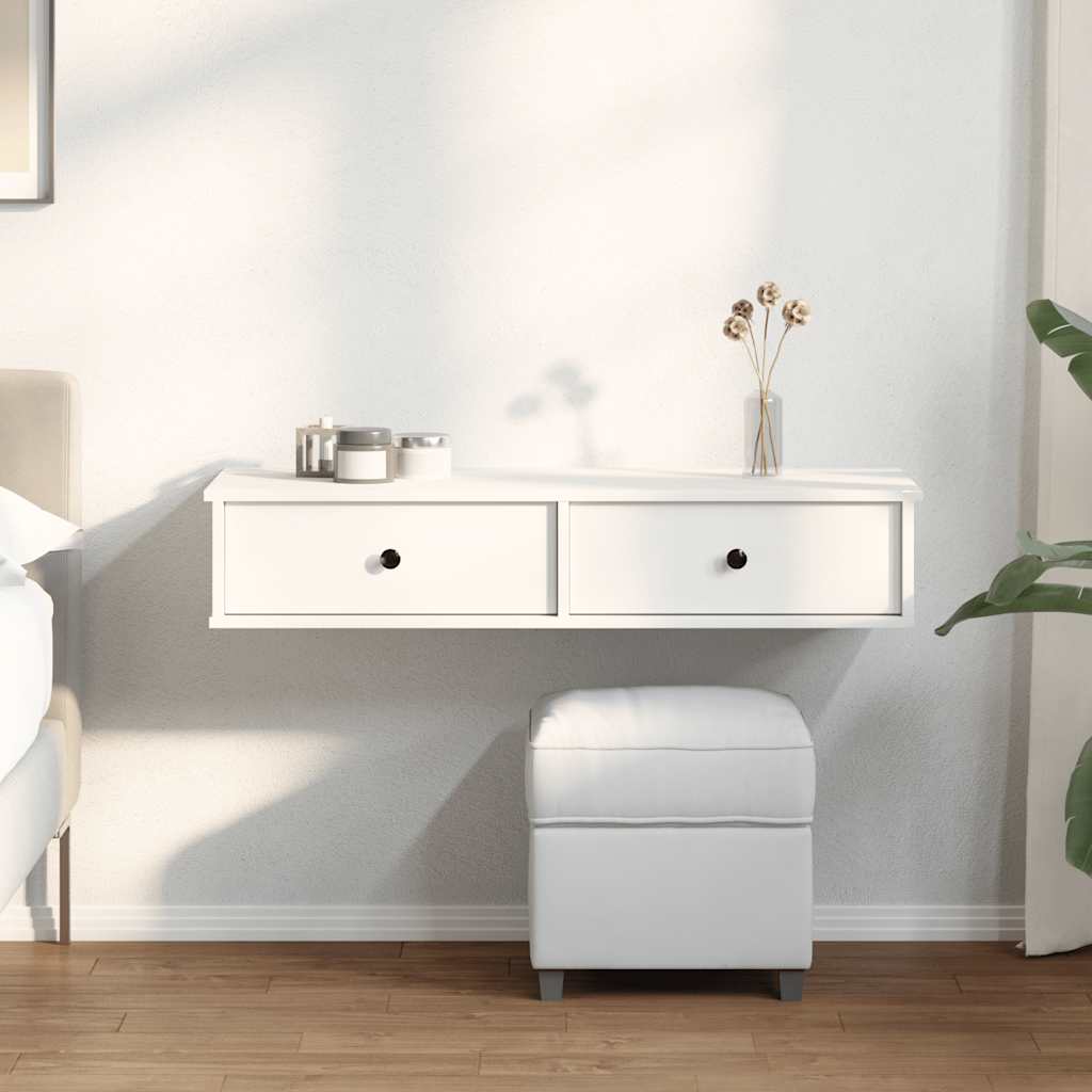 Ράφι τοίχου με συρτάρια Λευκό 100x37,5x19 cm Ξύλινη κατασκευή