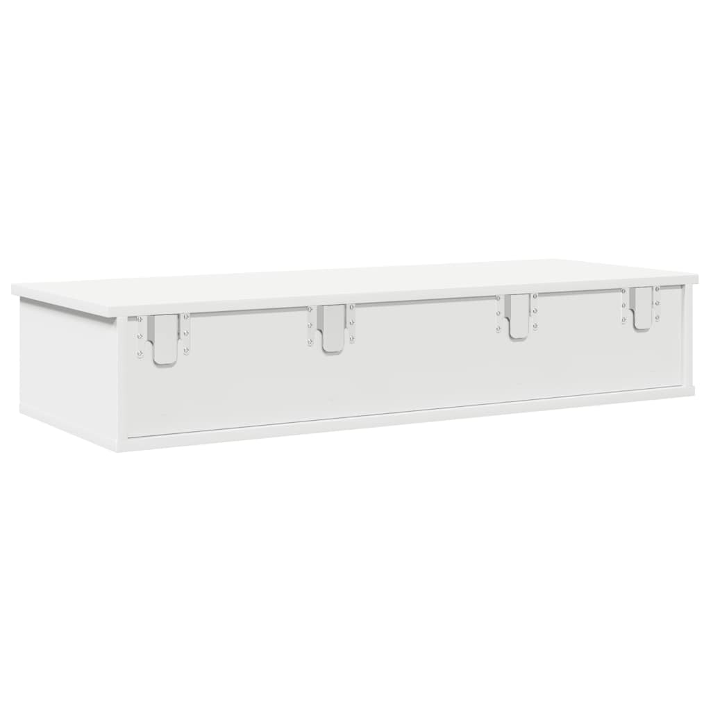 Ράφι τοίχου με συρτάρια Λευκό 100x37,5x19 cm Ξύλινη κατασκευή