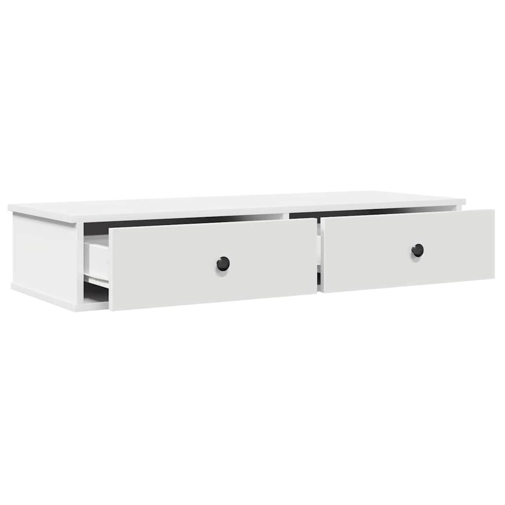 Ράφι τοίχου με συρτάρια Λευκό 100x37,5x19 cm Ξύλινη κατασκευή