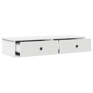 Ράφι τοίχου με συρτάρια Λευκό 100x37,5x19 cm Ξύλινη κατασκευή