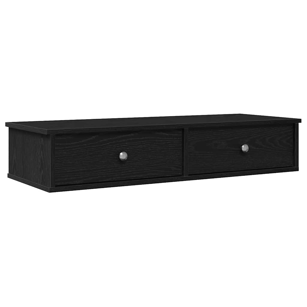 Ράφι τοίχου με συρτάρια Μαύρο 100x37,5x19 cm Ξύλινη κατασκευή