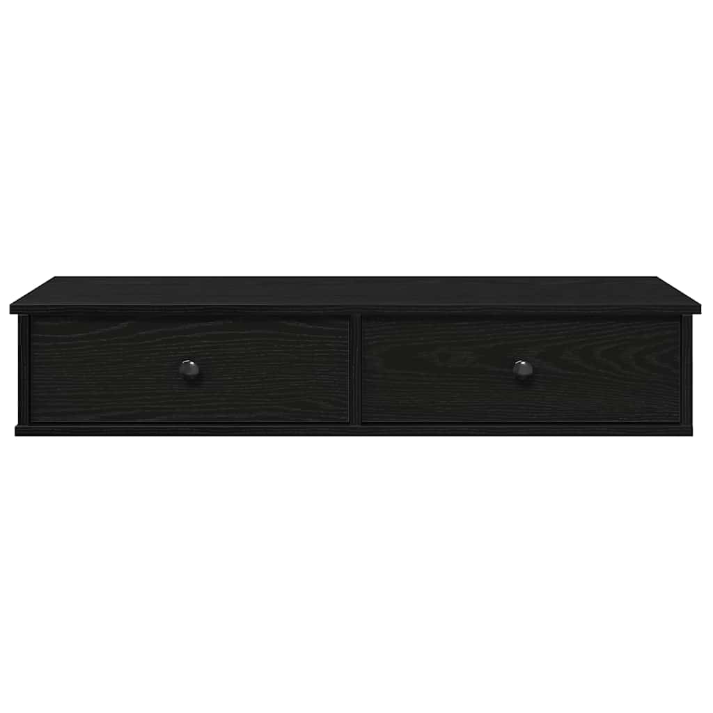Ράφι τοίχου με συρτάρια Μαύρο 100x37,5x19 cm Ξύλινη κατασκευή
