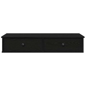 Ράφι τοίχου με συρτάρια Μαύρο 100x37,5x19 cm Ξύλινη κατασκευή