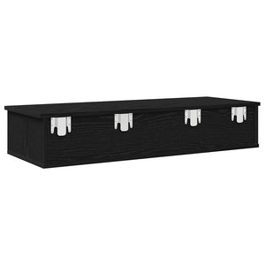Ράφι τοίχου με συρτάρια Μαύρο 100x37,5x19 cm Ξύλινη κατασκευή