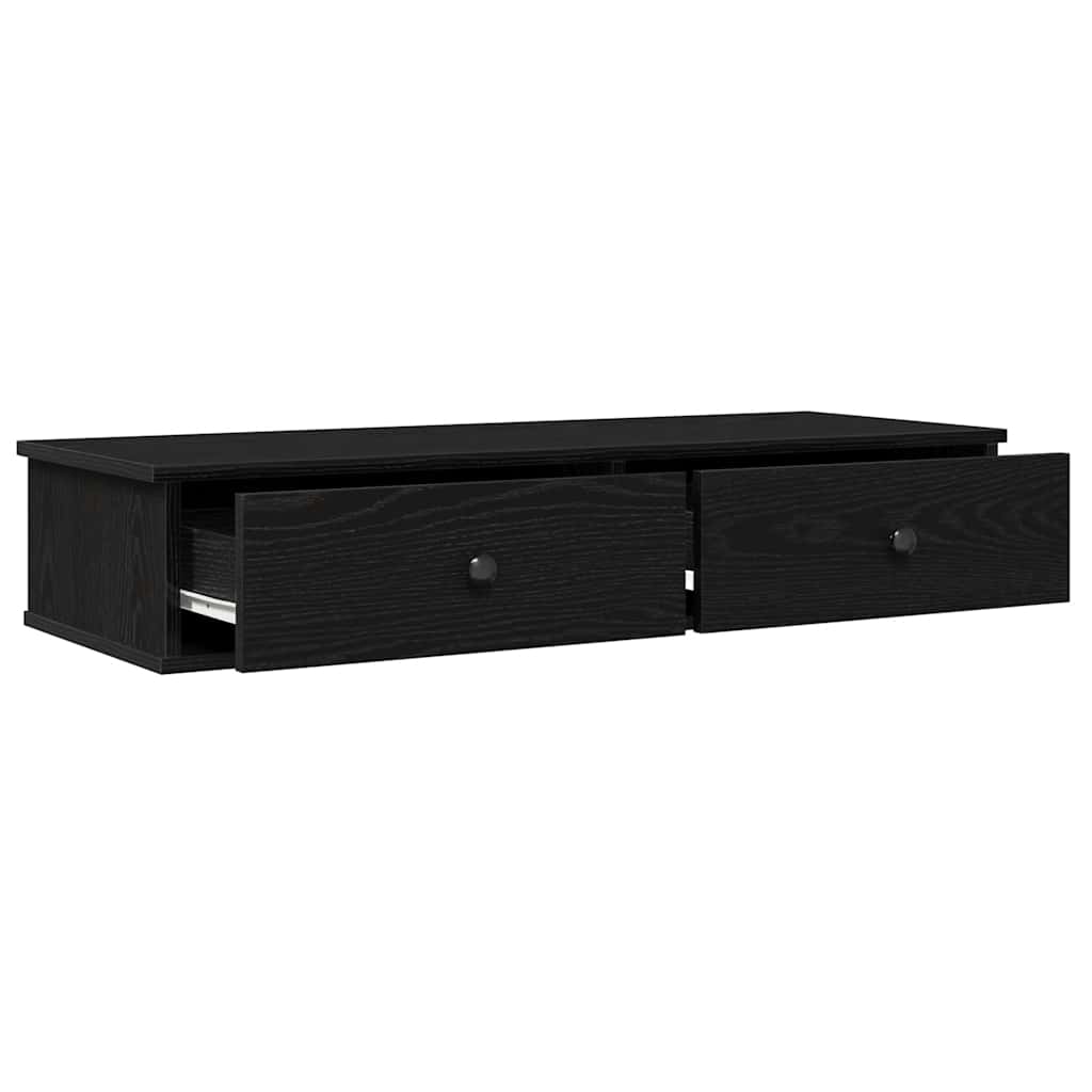 Ράφι τοίχου με συρτάρια Μαύρο 100x37,5x19 cm Ξύλινη κατασκευή