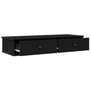 Ράφι τοίχου με συρτάρια Μαύρο 100x37,5x19 cm Ξύλινη κατασκευή