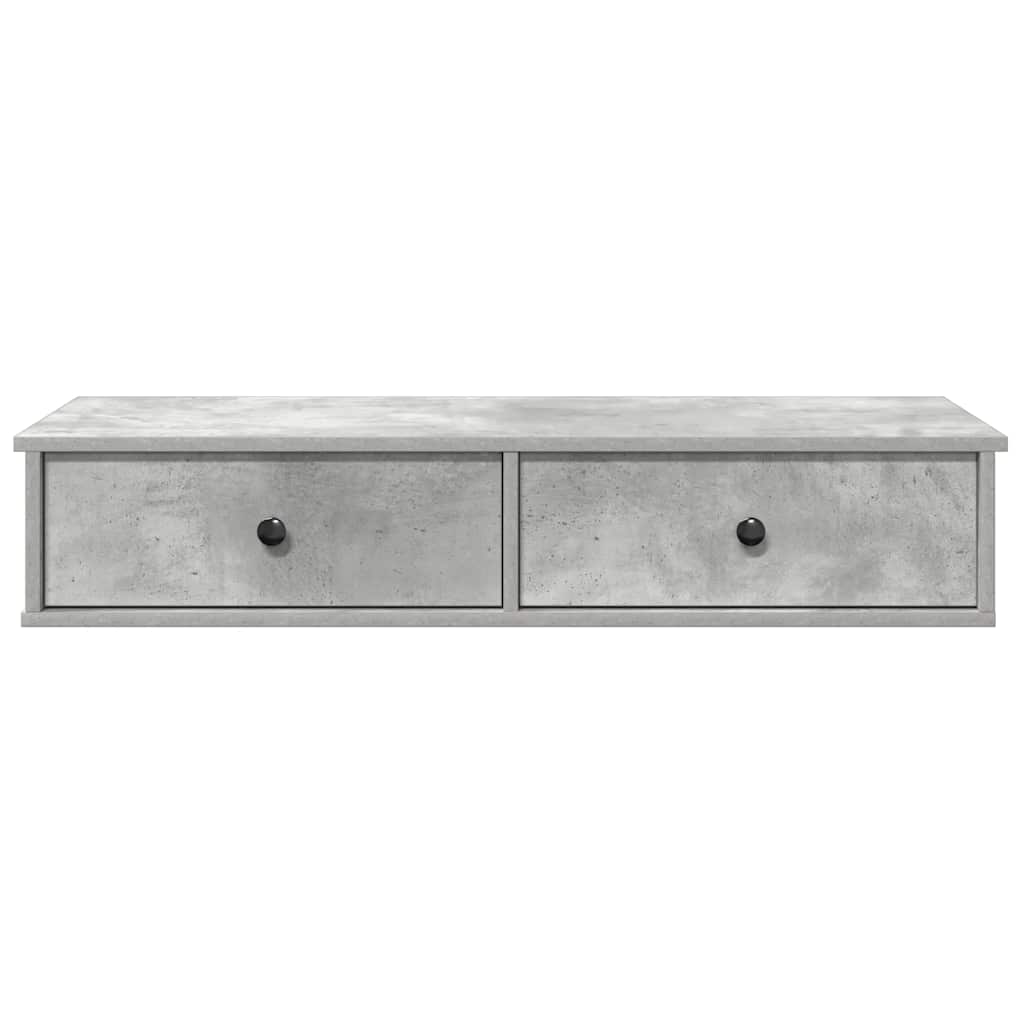 Ράφι τοίχου με συρτάρια Γκρι μπετόν 100x37,5x19 cm Ξύλο μηχανής - Pakobazaar