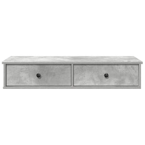 Ράφι τοίχου με συρτάρια Γκρι μπετόν 100x37,5x19 cm Ξύλο μηχανής - Pakobazaar