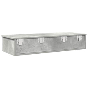 Ράφι τοίχου με συρτάρια Γκρι μπετόν 100x37,5x19 cm Ξύλο μηχανής - Pakobazaar