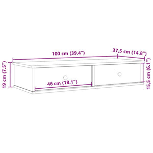 Ράφι τοίχου με συρτάρια καφέ δρυς 100x37,5x19 cm Ξύλο μηχανής - Pakobazaar