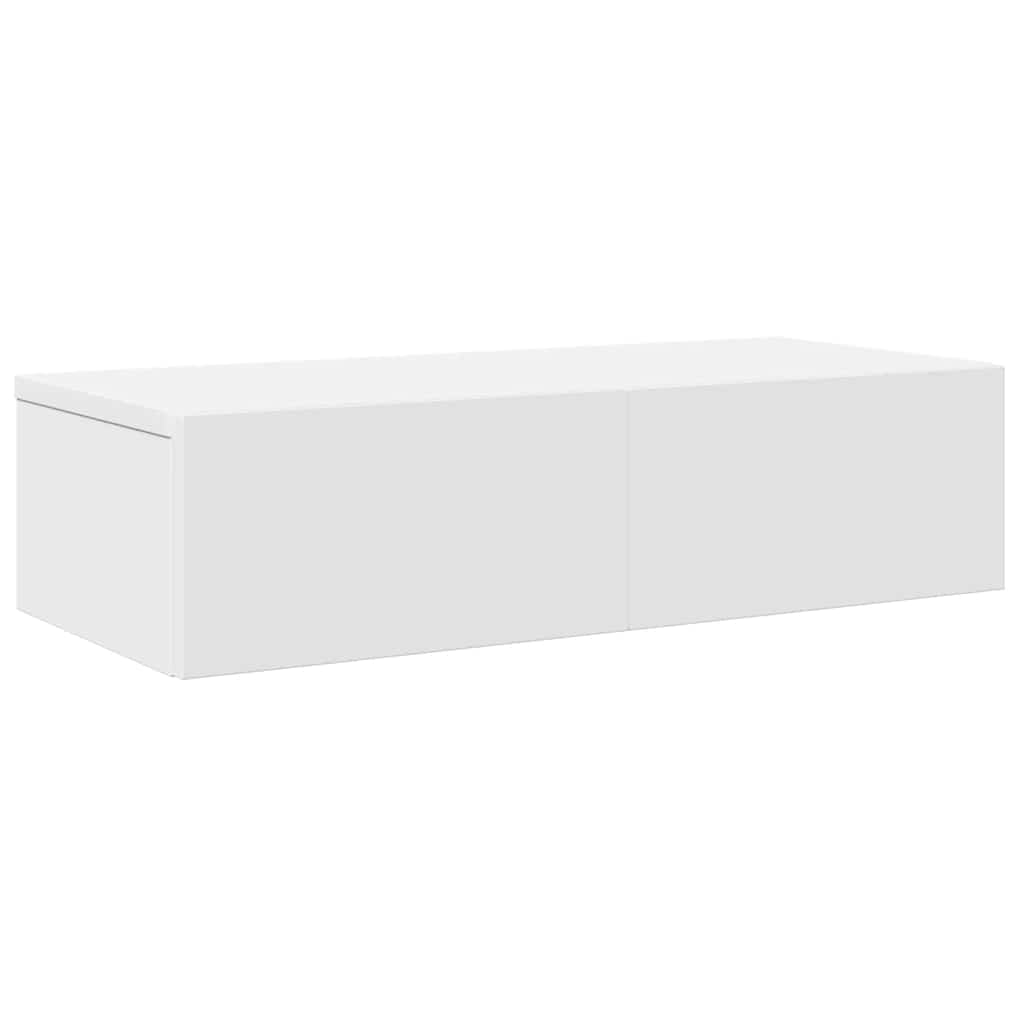 Ράφι τοίχου με συρτάρια Λευκό 60x26,5x15 cm Κατασκευασμένο ξύλο