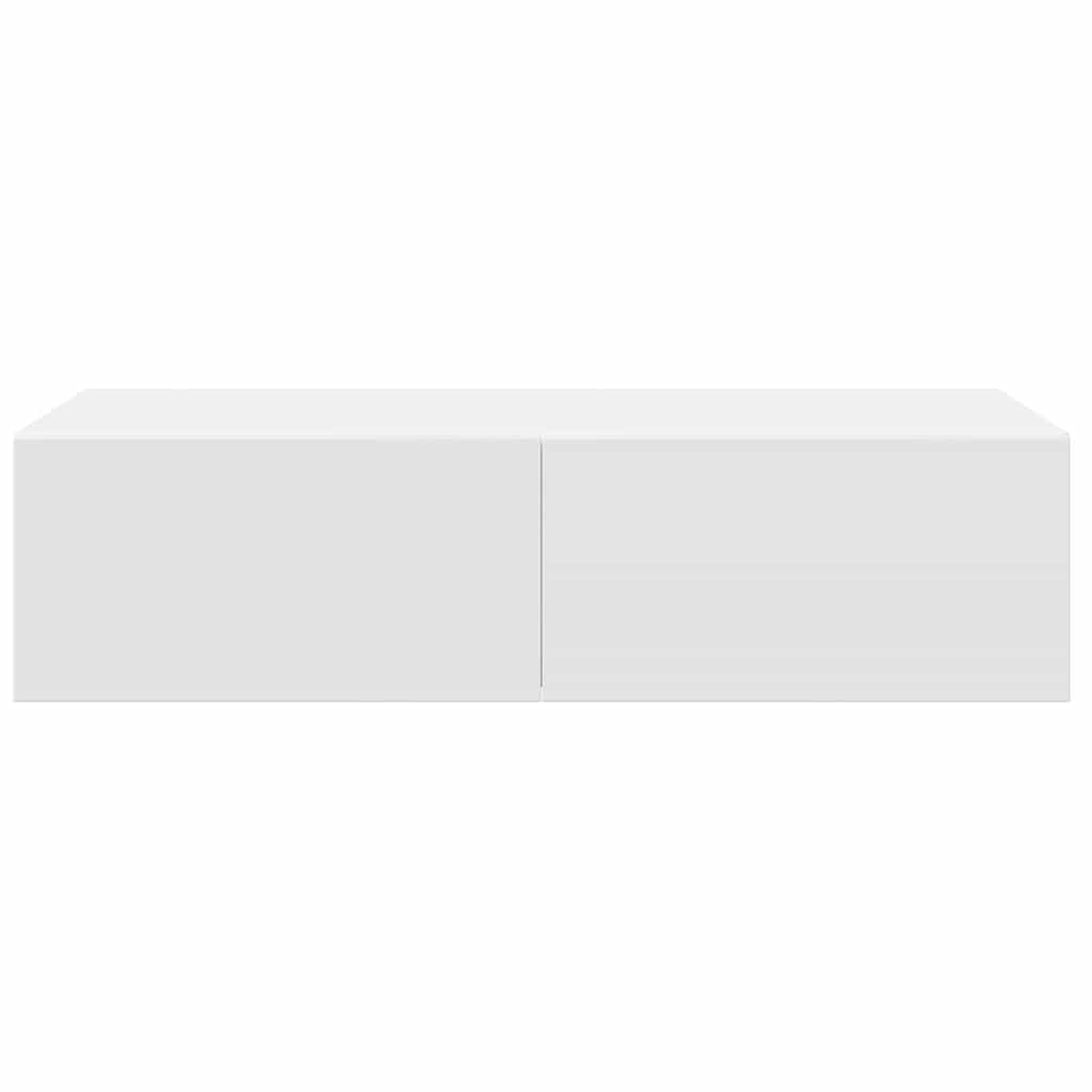 Ράφι τοίχου με συρτάρια Λευκό 60x26,5x15 cm Κατασκευασμένο ξύλο