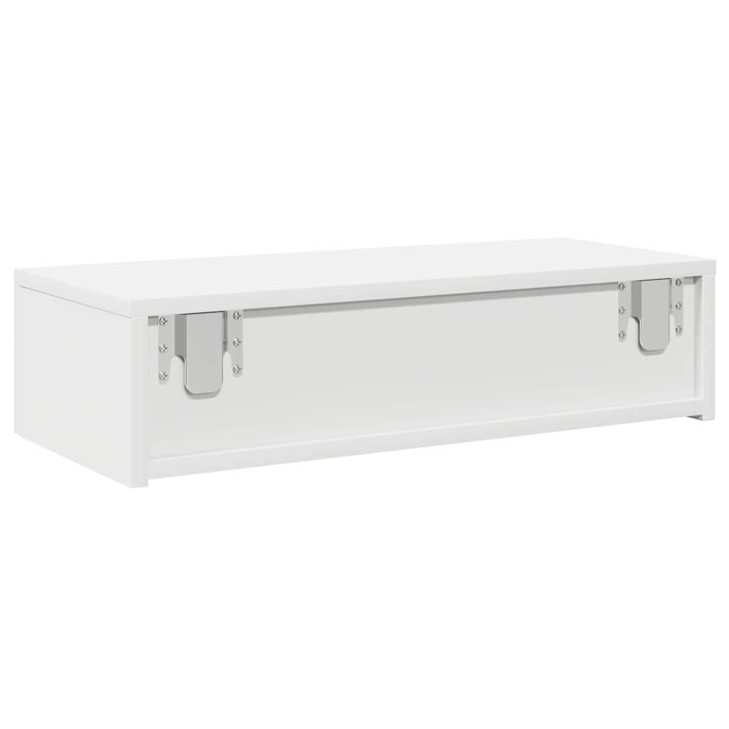 Ράφι τοίχου με συρτάρια Λευκό 60x26,5x15 cm Κατασκευασμένο ξύλο