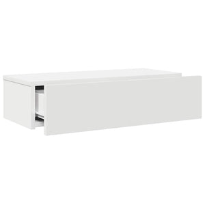 Ράφι τοίχου με συρτάρια Λευκό 60x26,5x15 cm Κατασκευασμένο ξύλο