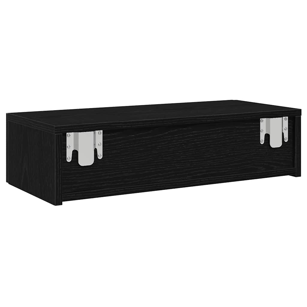 Ράφι τοίχου με συρτάρια Μαύρο 60x26,5x15 cm Ξύλινη κατασκευή - Pakobazaar