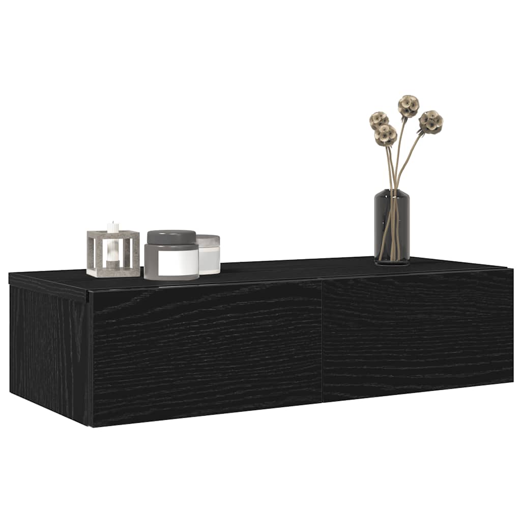 Ράφι τοίχου με συρτάρια Μαύρο 60x26,5x15 cm Ξύλινη κατασκευή - Pakobazaar
