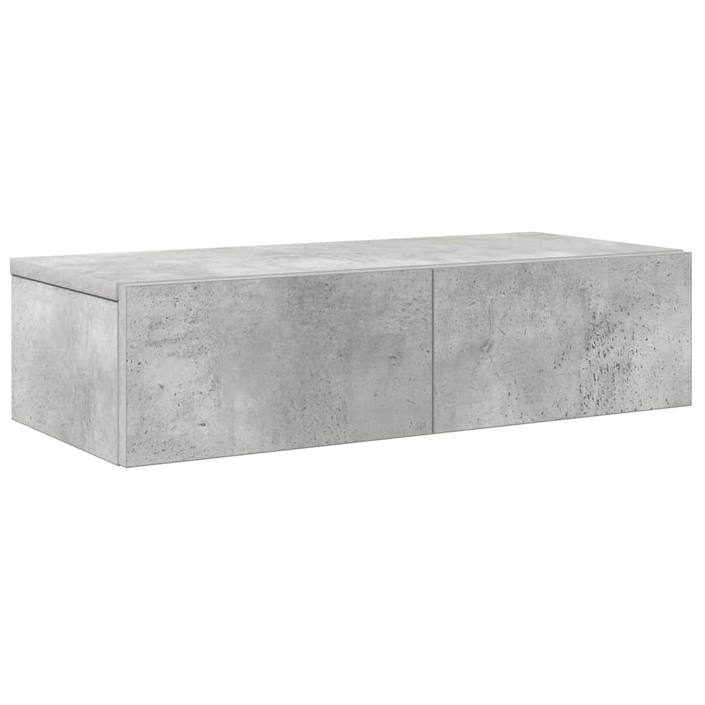 Ράφι τοίχου με συρτάρια Γκρι μπετόν 60x26,5x15 cm Ξύλο μηχανής - Pakobazaar