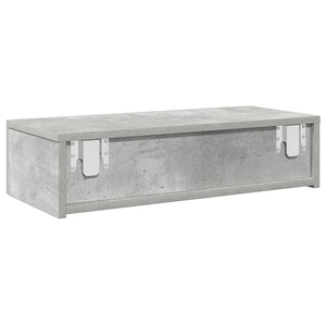 Ράφι τοίχου με συρτάρια Γκρι μπετόν 60x26,5x15 cm Ξύλο μηχανής - Pakobazaar