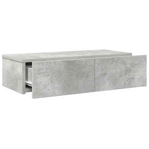 Ράφι τοίχου με συρτάρια Γκρι μπετόν 60x26,5x15 cm Ξύλο μηχανής - Pakobazaar