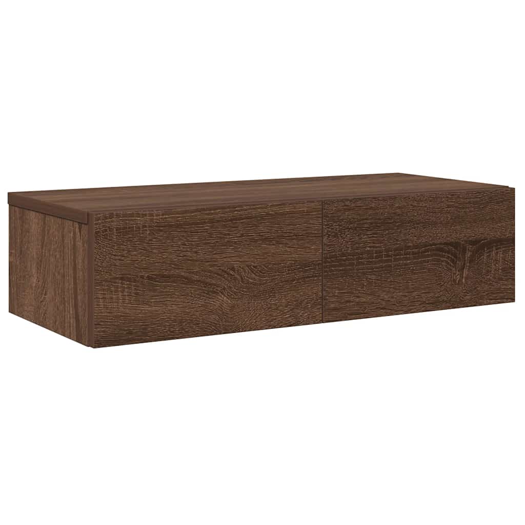 Ράφι τοίχου με συρτάρια καφέ δρυς 60x26,5x15 cm Ξύλο μηχανής - Pakobazaar