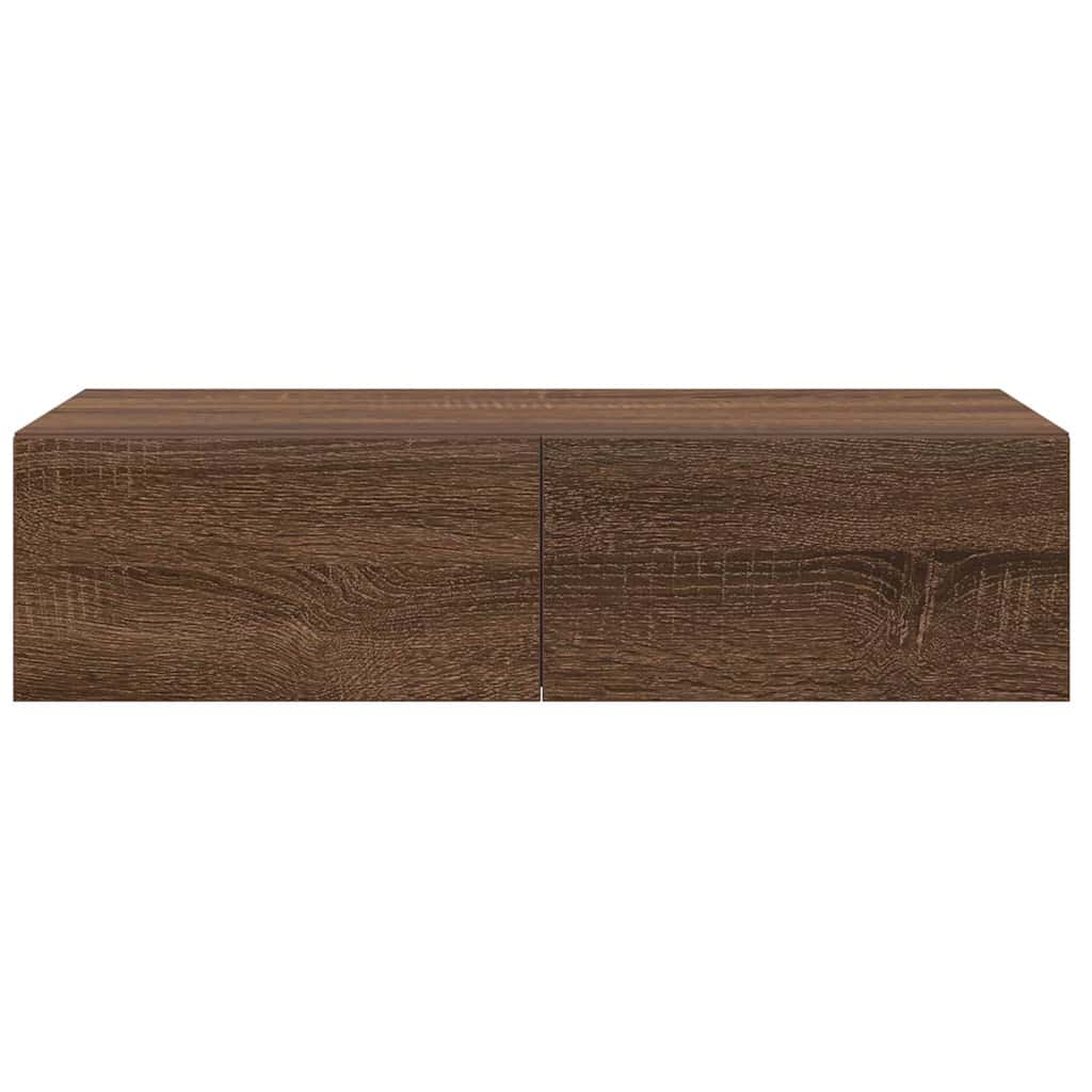 Ράφι τοίχου με συρτάρια καφέ δρυς 60x26,5x15 cm Ξύλο μηχανής - Pakobazaar