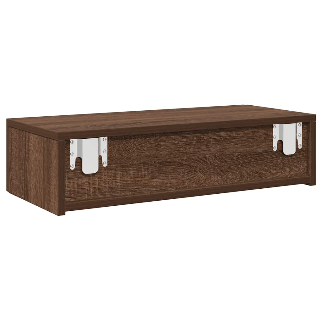 Ράφι τοίχου με συρτάρια καφέ δρυς 60x26,5x15 cm Ξύλο μηχανής - Pakobazaar
