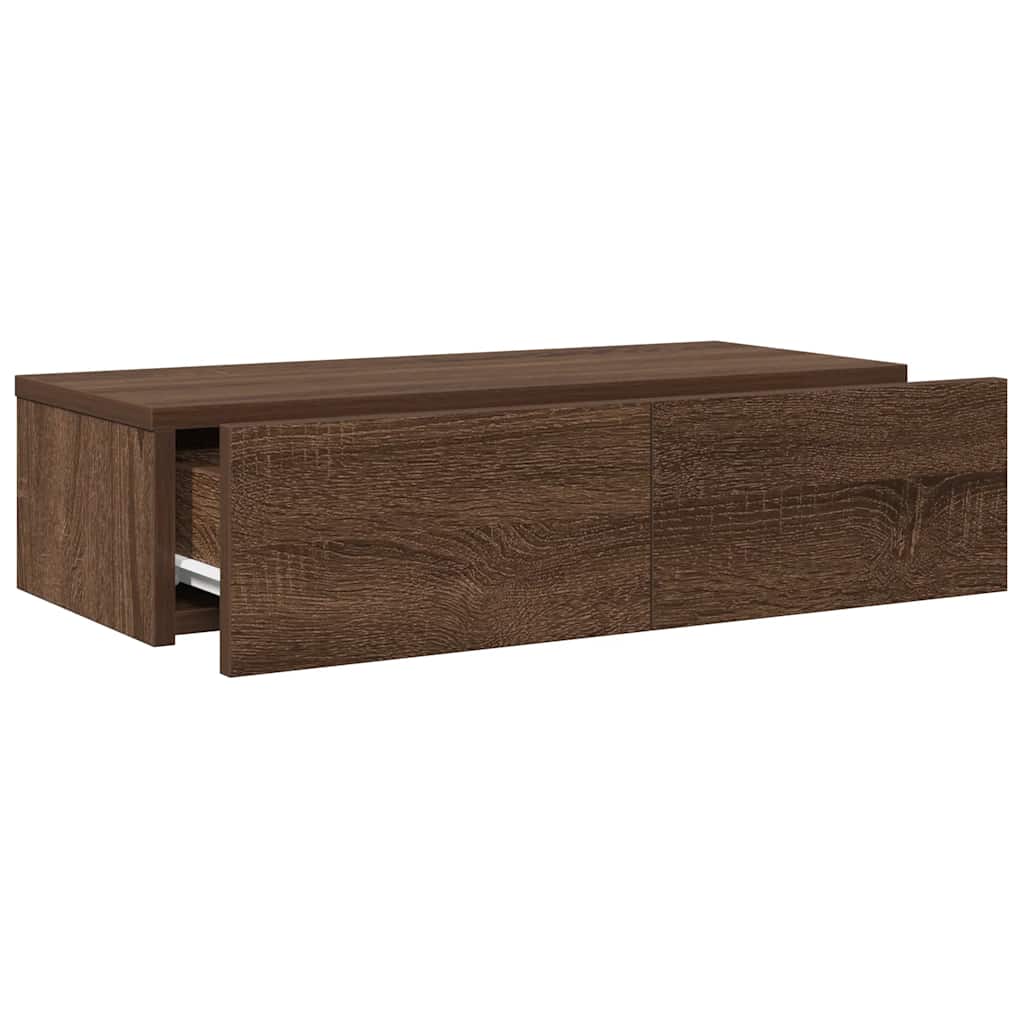 Ράφι τοίχου με συρτάρια καφέ δρυς 60x26,5x15 cm Ξύλο μηχανής - Pakobazaar